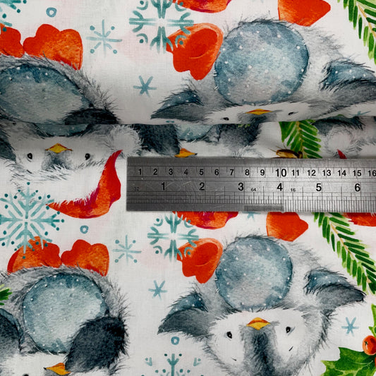 Crafty Fabrics Owls and Reindeers on White Christmas 100% Craft Cotton Fabric