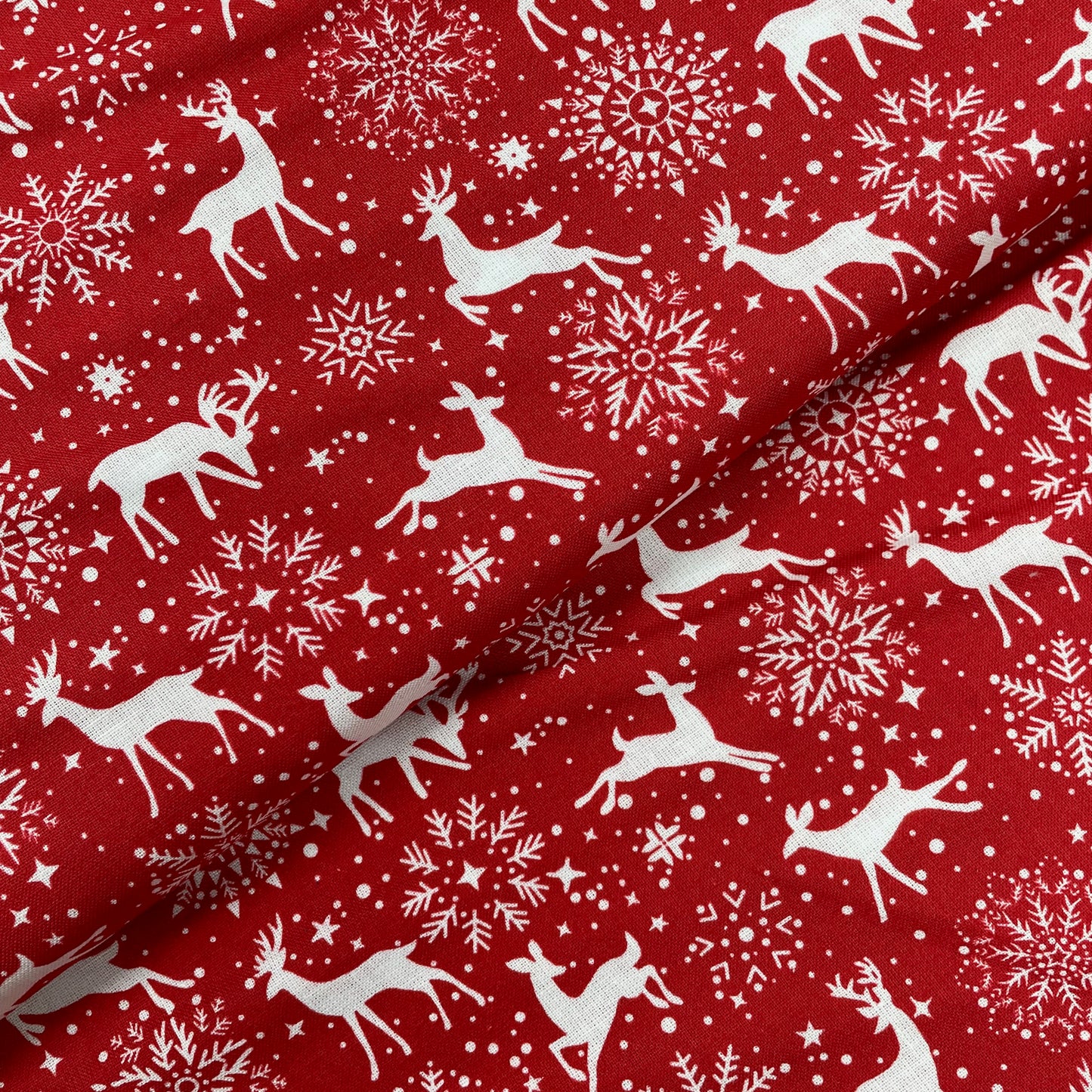 Crafty Fabrics Snowflakes and Reindeers on Navy, Grey or Red Christmas 100% Craft Cotton Fabric