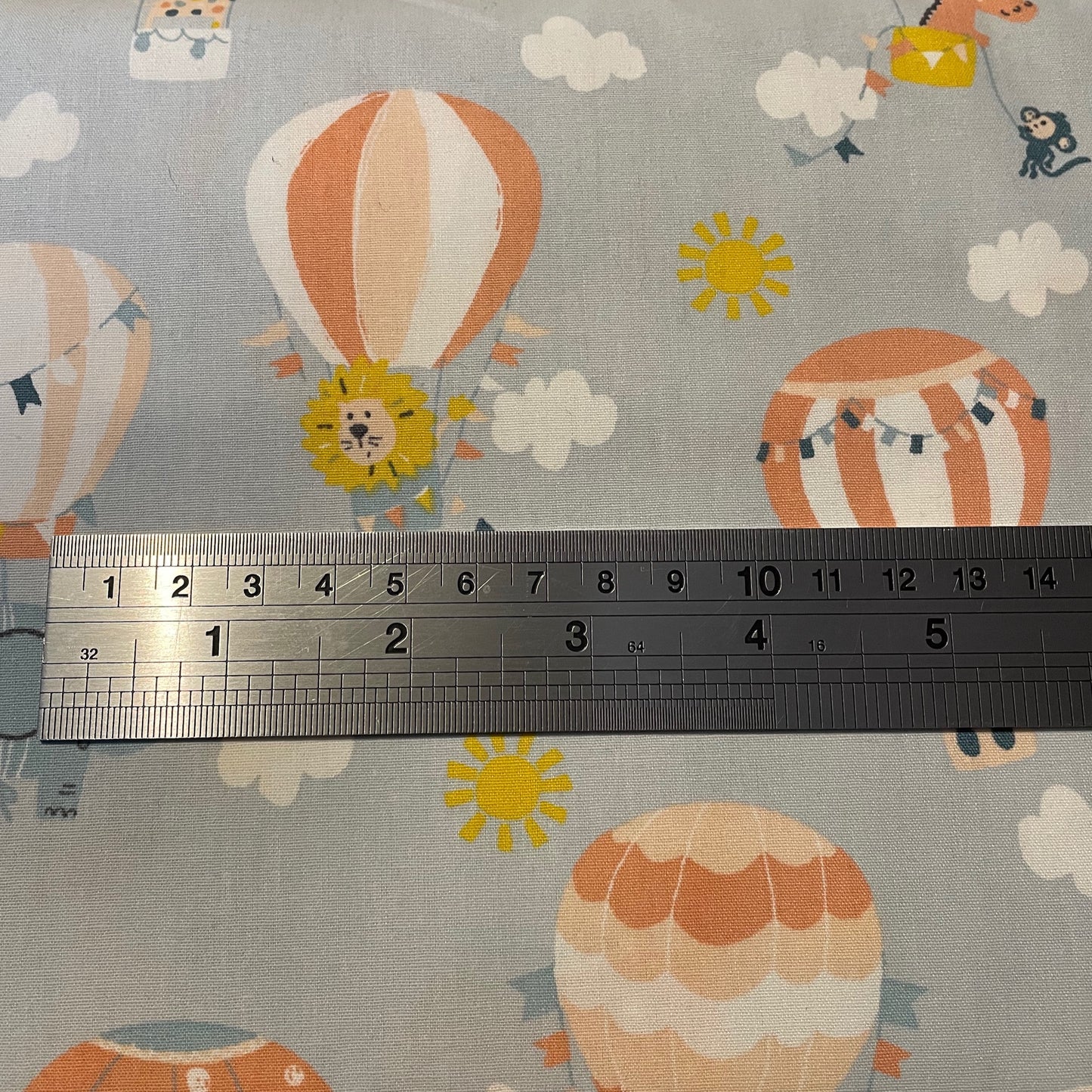 Fly with Me Hot Air Balloons 100% Cotton Fabric Dusky Pink Blue Designed by Poppy Sewing Craft Nursery Children