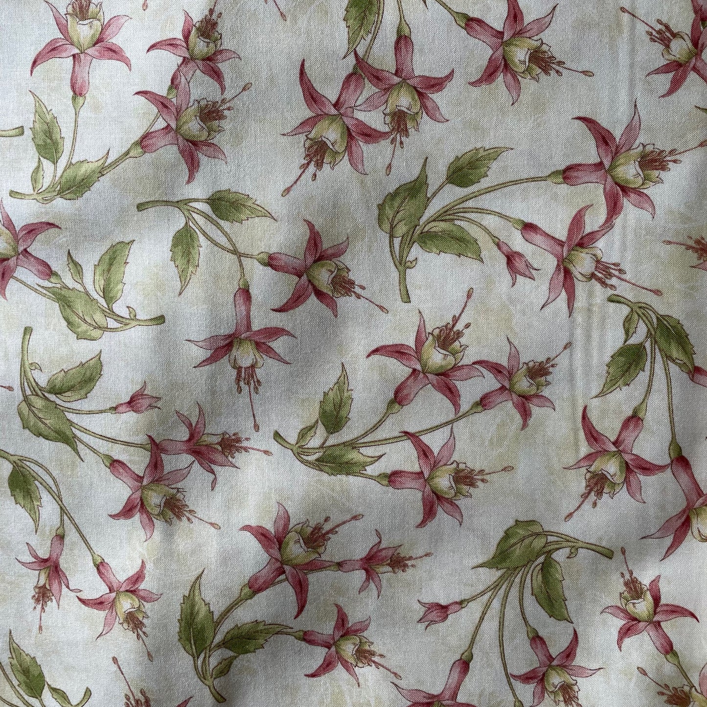 Maywood Studios Fuchsia Flowers Leaves Pink Ivory 2 designs 100% Premium Cotton Fabric