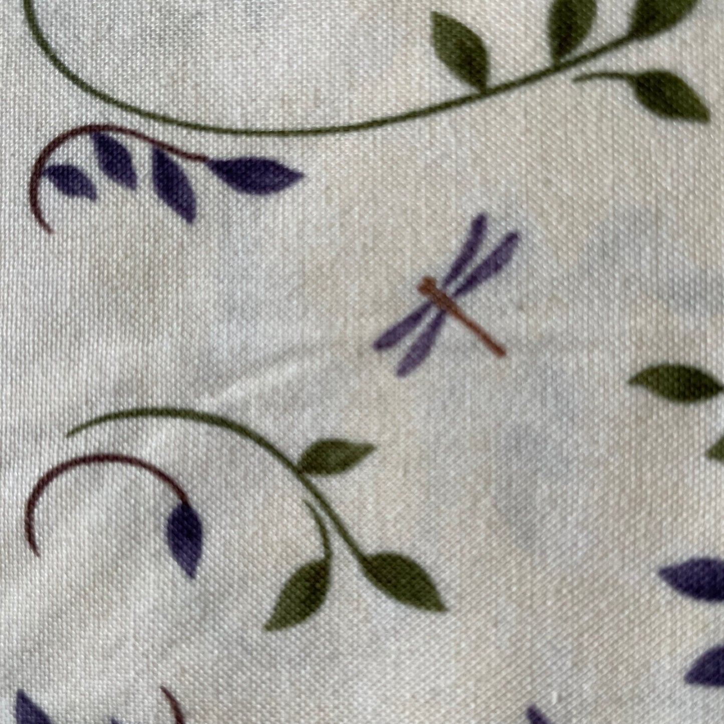 Moda Violet Purple Flowers and Dragonflies on Cream Quilting 100% Premium Cotton Fabric