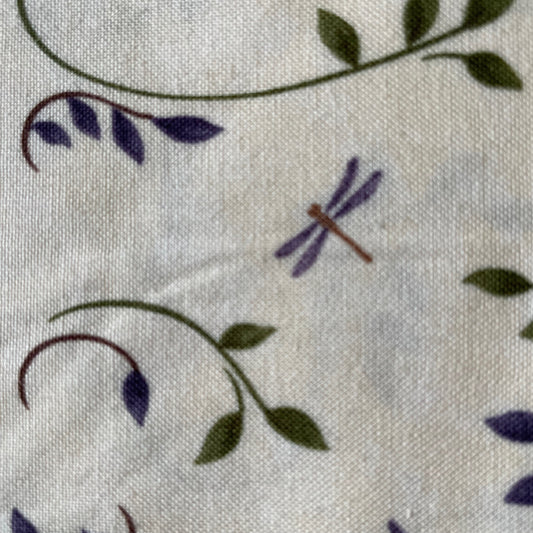 Moda Violet Purple Flowers and Dragonflies on Cream Quilting 100% Premium Cotton Fabric
