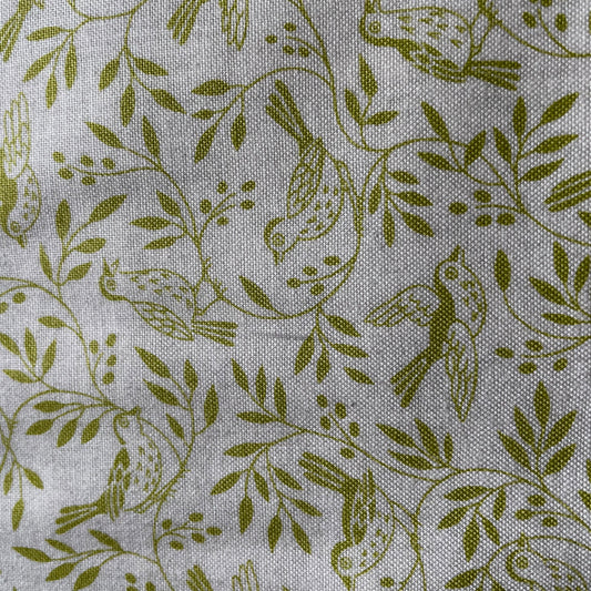 Makower Heartwood Songbird Birds on White 1748G Quilting 100% Premium Cotton Fabric
