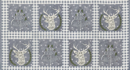 Moda Grey Hearthside Holiday Christmas Winter Panel 100% Cotton Christmas Craft Festive Quilt Patchwork Craft 19830