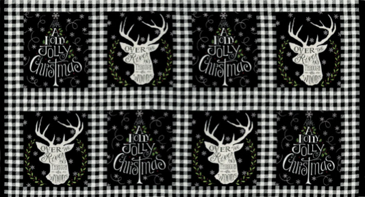 Moda Black Hearthside Holiday Christmas Winter Panel 100% Cotton Christmas Craft Festive Quilt Patchwork Craft 19830