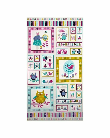 Makower Windy Day Panel 1714 100% Cotton Quilt Cushions Crafts Baby