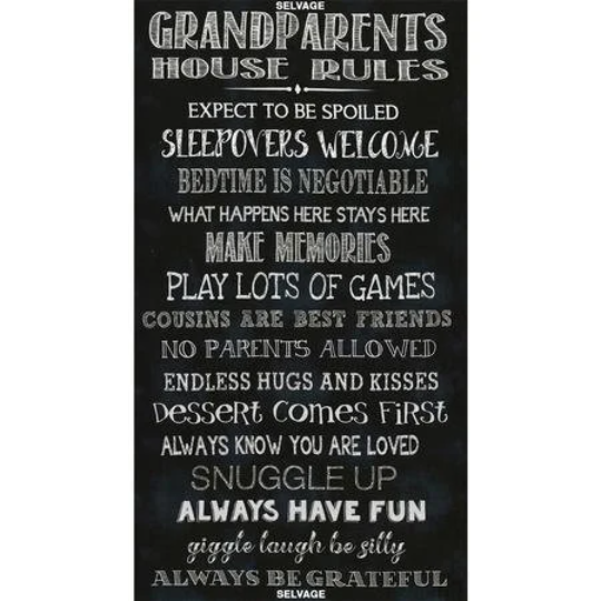 Timeless Treasures Grandparents House Rules Panel 100% Quilter's Cotton Quilt Crafts Teenager Child