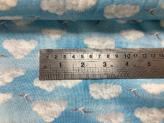 Makower Beside the Sea Clouds Birds Landscapes 2344 Fabric 100% Quilting Cotton