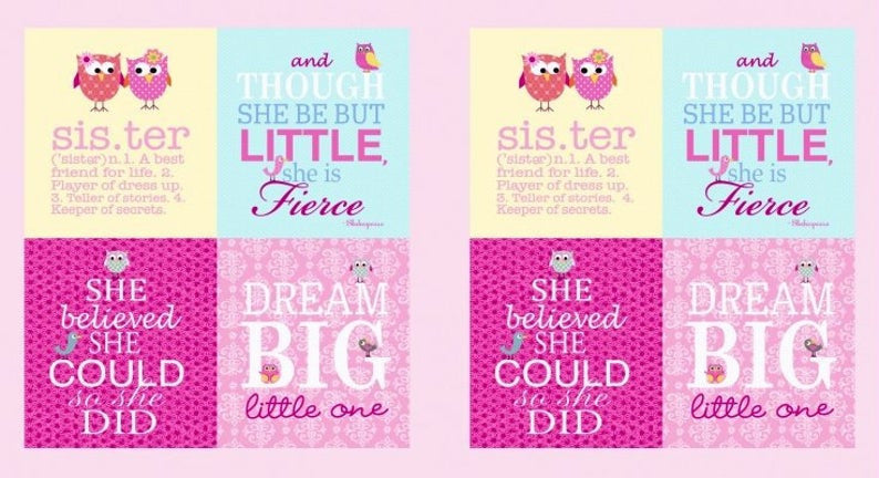 Clothworks Brother Sister Nursery Children's 12 Designs and 2 Panels 100% Cotton Fabric Patchwork Quilting Craft