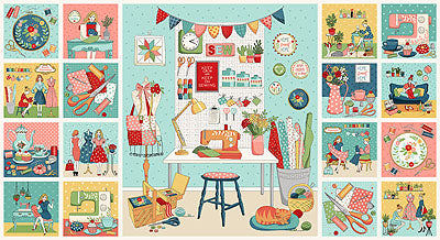 Makower Sewing Room 11 Designs and 1 Panel 100% Premium Cotton Fabrics Quilting Craft