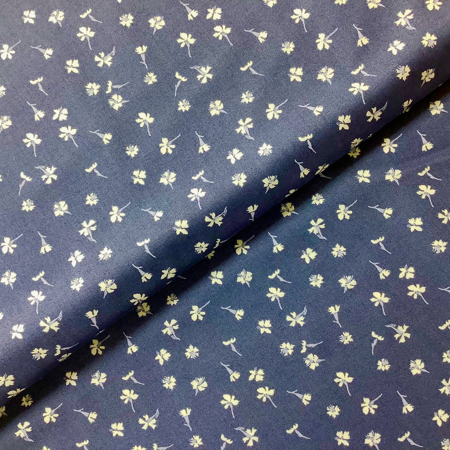 REDUCED Dear Stella Dark Blue with White Flowers SRR1189 100% Premium Cotton Fabric