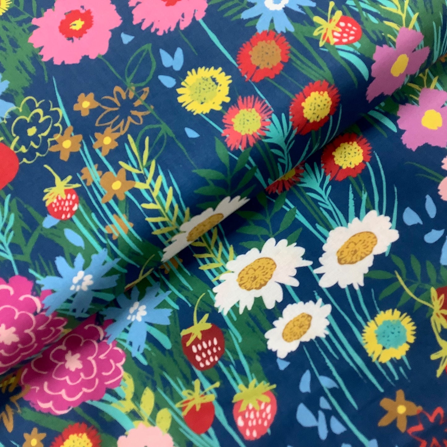 REDUCED MODA Growing Beautiful by Crystal Manning Blue Floral 100% Premium Cotton Fabric
