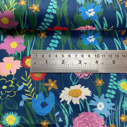 REDUCED MODA Growing Beautiful by Crystal Manning Blue Floral 100% Premium Cotton Fabric