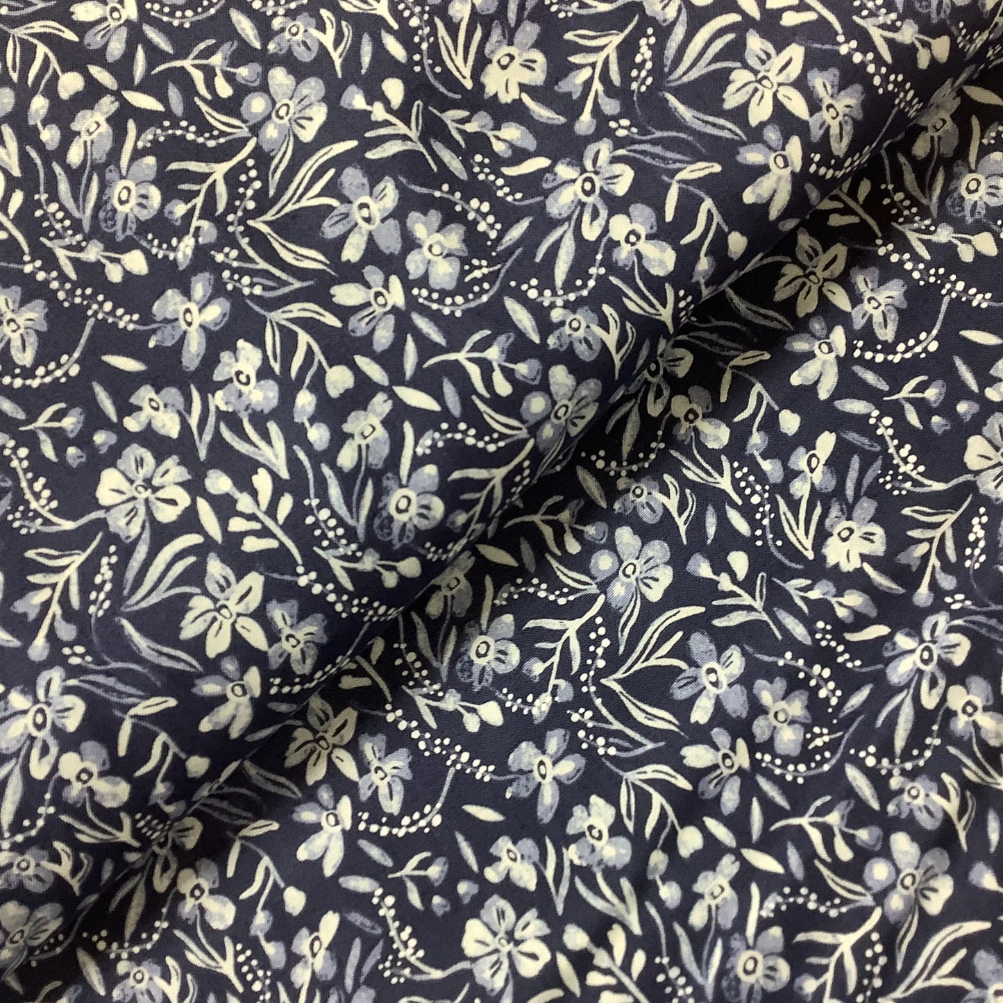 REDUCED Dear Stella Dark Blue with Flowers SRR1192 Mablin 100% Premium Cotton Fabric