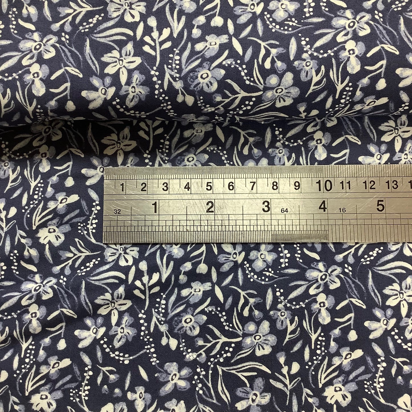 REDUCED Dear Stella Dark Blue with Flowers SRR1192 Mablin 100% Premium Cotton Fabric