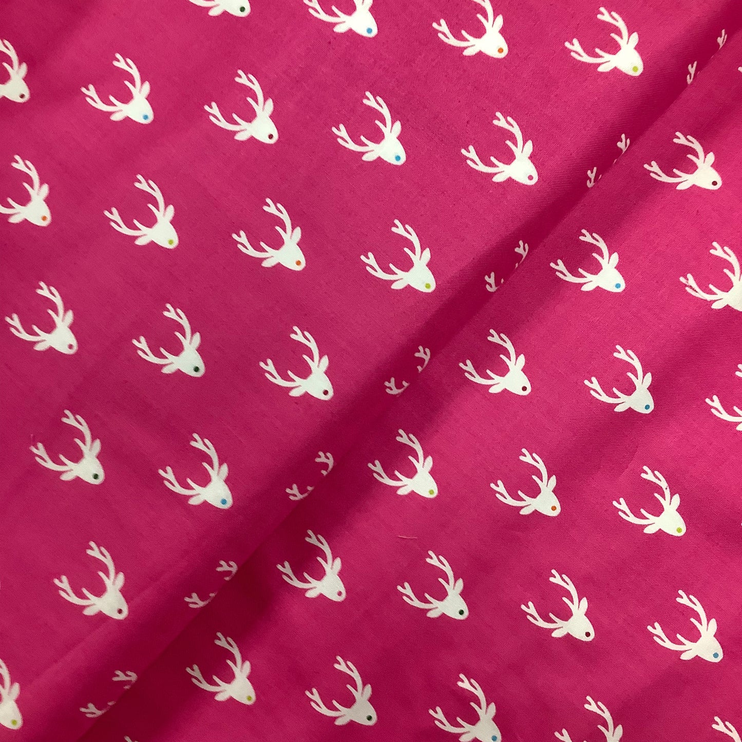 Makower Joyeux Reindeer in Pink or Green 100% Premium Cotton Fabric 1984