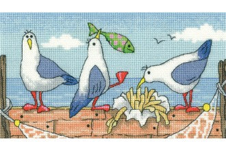 Heritage Crafts Karen By the Sea Fish n Chips Cross Stitch Kit