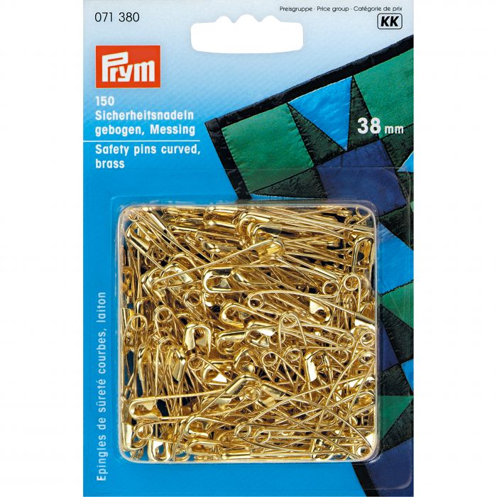 Prym Curved Safety Pins Brass 38mm 071380