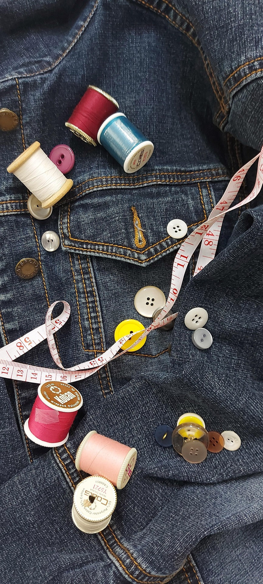 Denim, canvas and other fabrics.