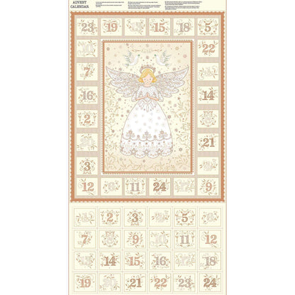 Makower Metallic Herald Angels Advent Calendar Panel & Coordinating Fabric Cream or Red 041 Adults Teenager Children