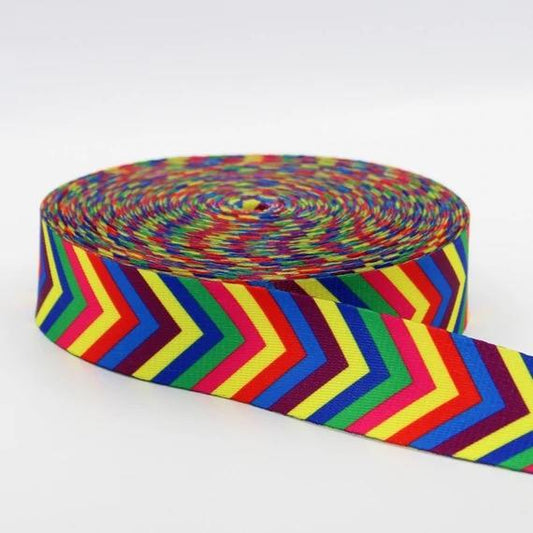 Shiny Printed Rainbow Webbing 38mm 2 Different Styles available