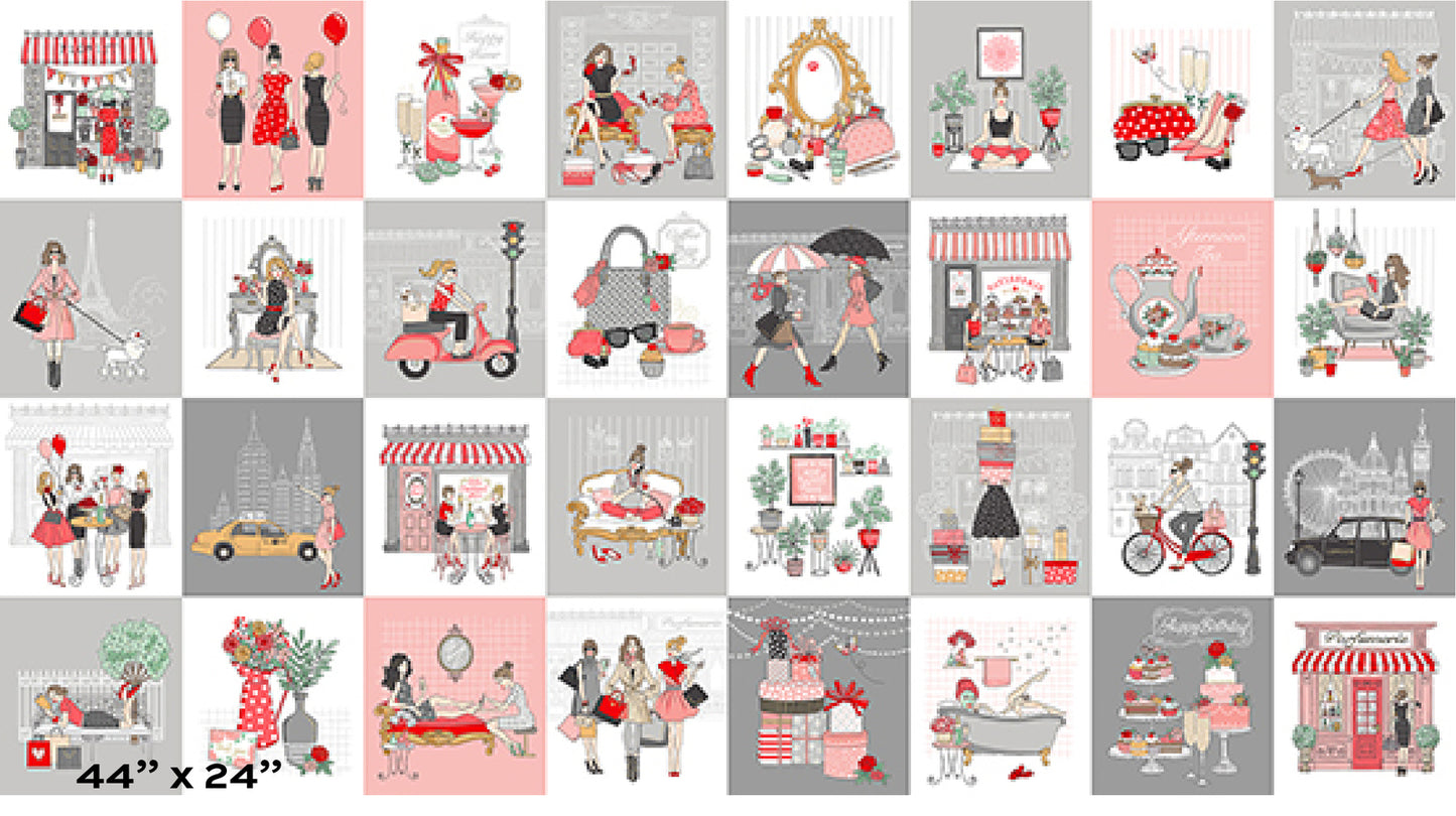 Makower Pamper 14 Designs and 2 Panels 100% Premium Cotton Fabric