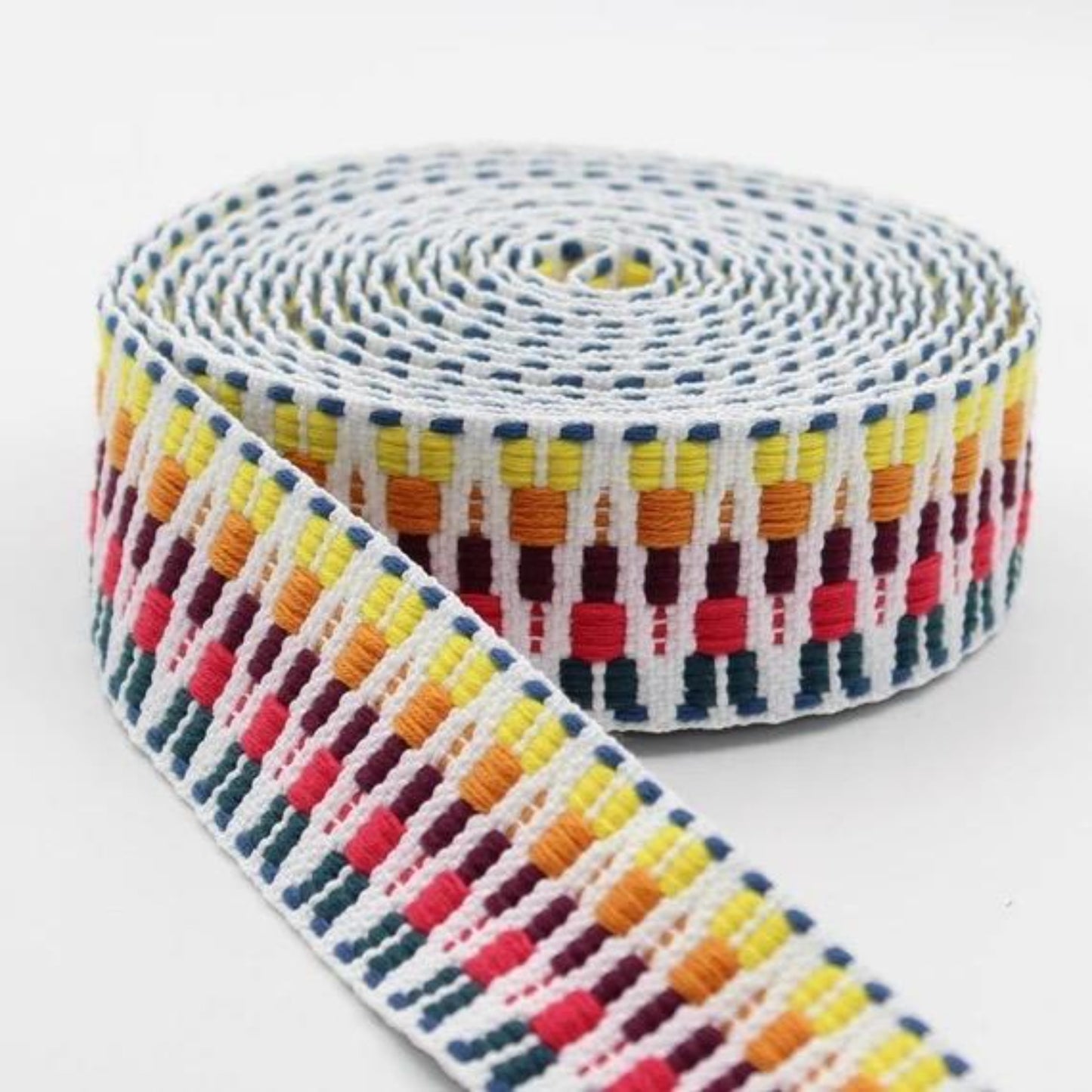 Ethnic Zig-Zag Polyester Cotton Webbing 38mm 4 Different Styles in Stock
