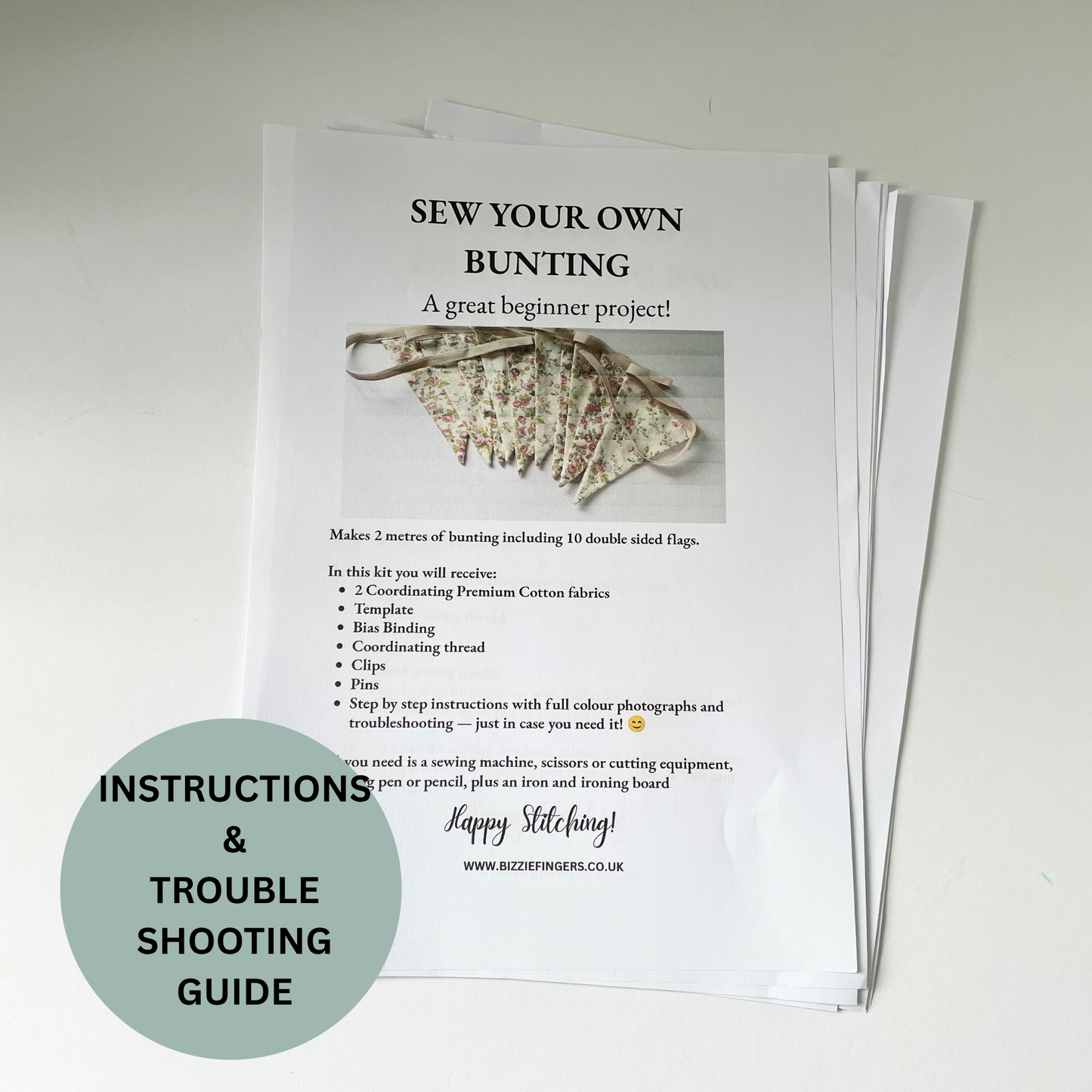 Sew Your Own Bunting | 6 Different Kits | Beginner Sewing Kit | Premium Cotton Fabric | Full Instructions Included (Copy) (Copy) (Copy)