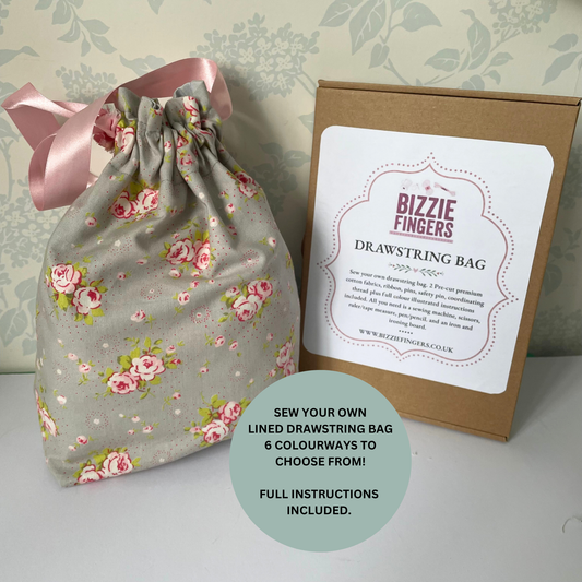 Sew Your Own Lined Drawstring Bag | 6 Different Kits | Beginner Sewing Kit | Premium Cotton Fabric | Full Instructions Included