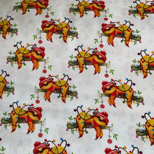 Crafty Fabrics Christmas Sloth 100% Craft Cotton Fabric