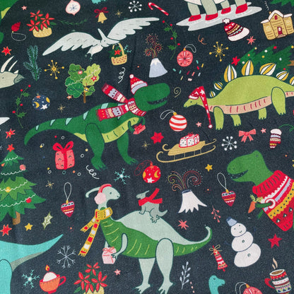 Crafty Fabrics Christmas Dinosaur 100% Craft Cotton Fabric