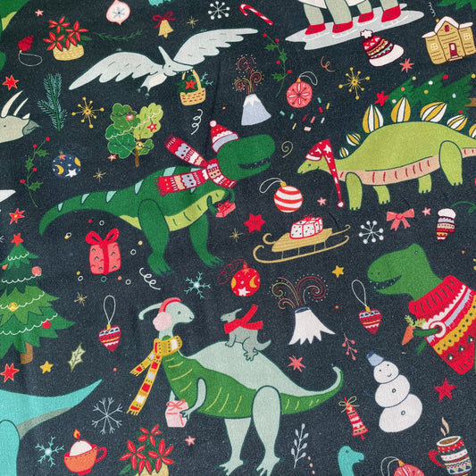 Crafty Fabrics Christmas Dinosaur 100% Craft Cotton Fabric