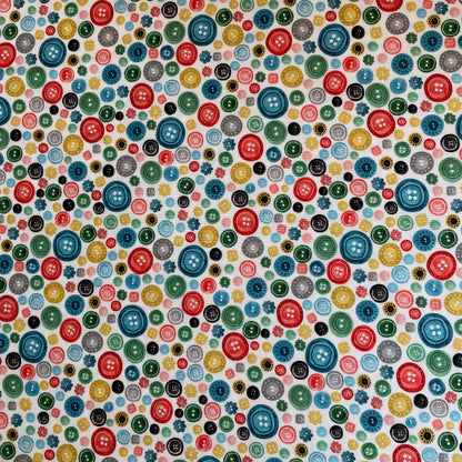 EQS A Stitch in Time Buttons Quotes Sewing Quilting 100% Premium Cotton Fabric