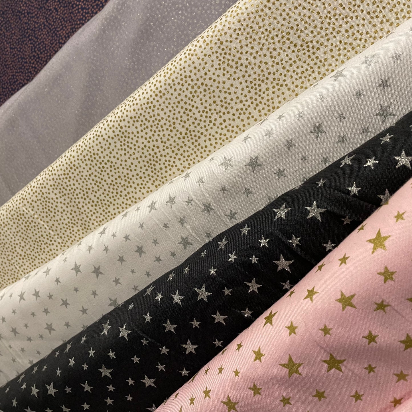 Lewis & Irene Metallic Stars & Dots Quilting 6 Designs 100% Premium Cotton Fabric