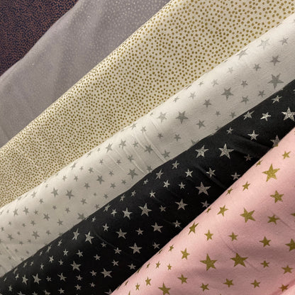 Lewis & Irene Metallic Stars & Dots Quilting 6 Designs 100% Premium Cotton Fabric