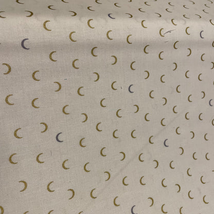 Makower Metallic Stars, Moon & Broken Line  Quilting 9 Designs 100% Premium Cotton Fabric