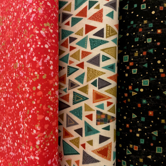 Makower Metallic Geometric Quilting Craft 100% Premium Cotton Fabric