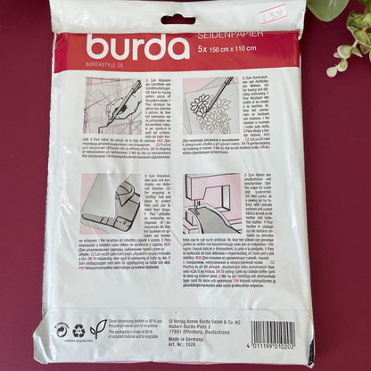 Burda Tissue Paper 5 Sheets For Tracing Patterns