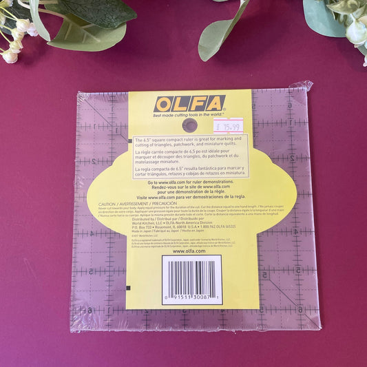 Olfa 6.5" x 6.5" Square Compact Ruler Non Slip