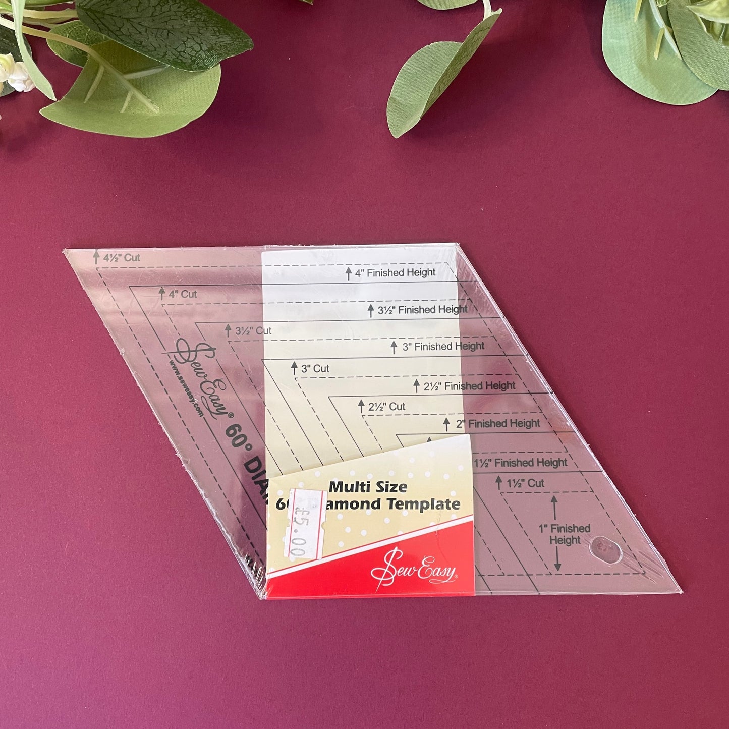 60 degree Diamond and Equilateral Triangle Template Grid Ruler by Sew Easy