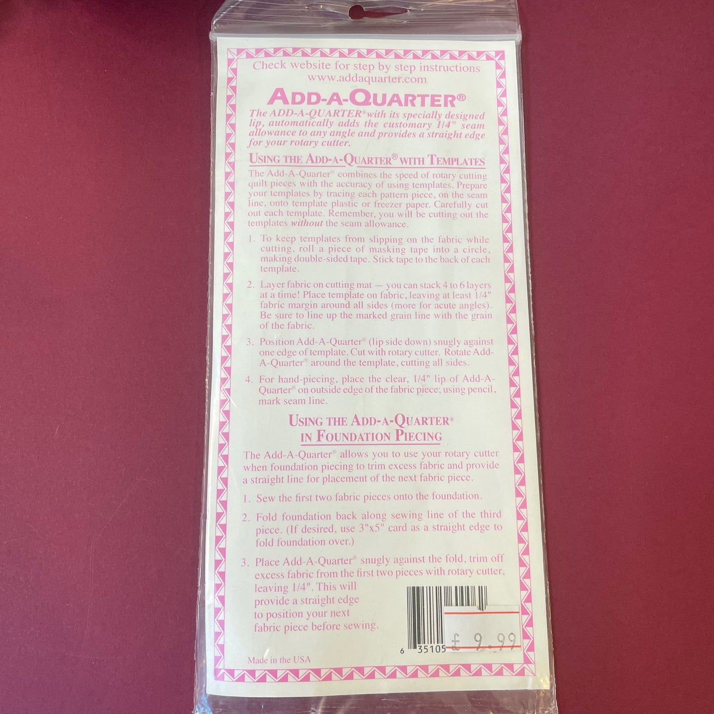 Add-A-Quarter Quarter Inch Rule