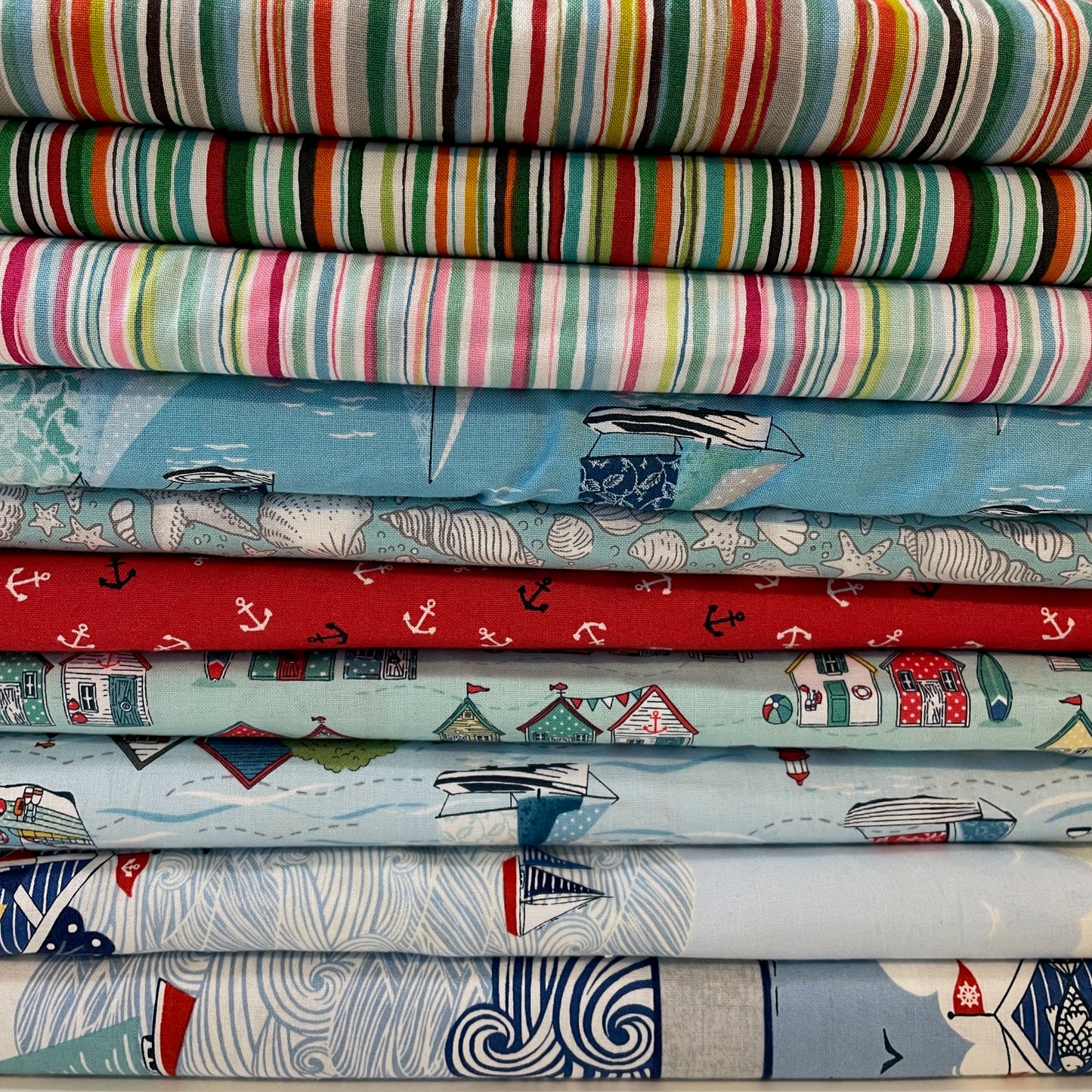 Makower Sail Away Seaside Quilting 8 Designs and 3 Panels 100% Premium Cotton Fabric