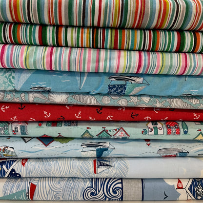 Makower Sail Away Seaside Quilting 8 Designs and 3 Panels 100% Premium Cotton Fabric