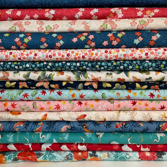 Makower Michiko 14 Designs Metallics and 1 Panel 100% Premium Cotton Fabric