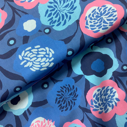 Moda Growing Beautiful Blue with Bold Flowers 100% Premium Cotton Fabric 11831 13