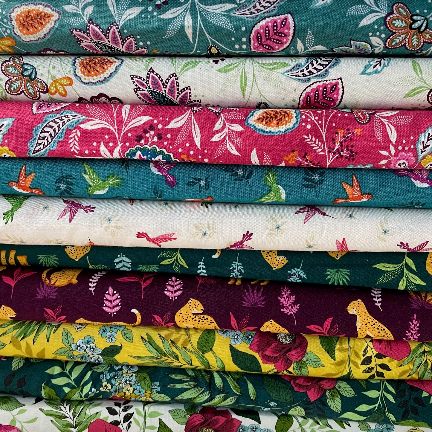 Makower Jewel Tones 10 Designs and 1 Panel 100% Premium Cotton Fabric