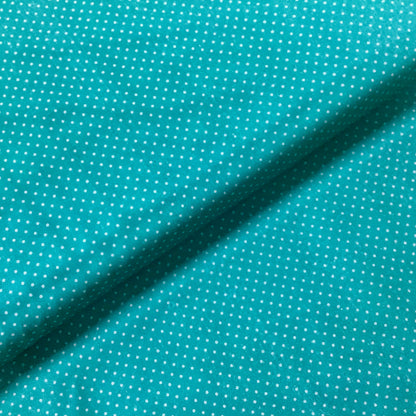 Stoff Le Quilt Printemps 2 Turquoise with White Polka Dot 100% Premium Cotton Fabric
