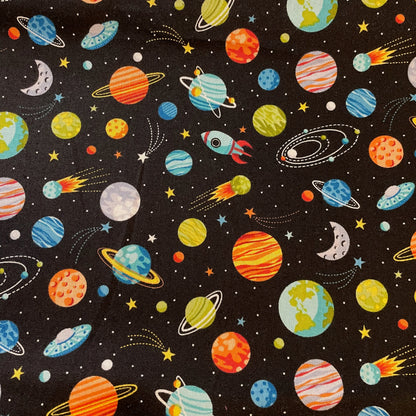 Novelty Space Planets Cars Diggers DIY Tools 100% Premium Cotton Fabric