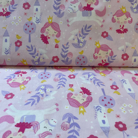 Novelty Princess Unicorn Ballet Dancer Mermaid Frozen Fairy Fairytale 100% Premium Cotton Fabric