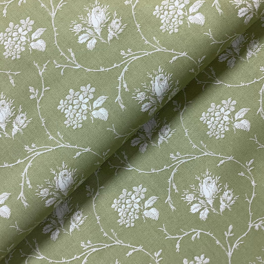 Makower Andover Sage Green Floral Design 100% Premium Cotton Fabric 9510-9